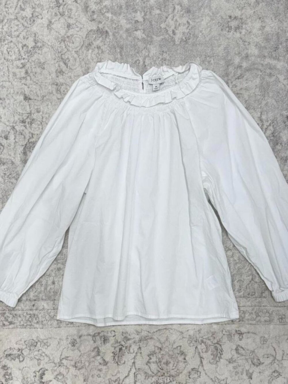 J.Crew white blouse long sleeve w/ frill collar